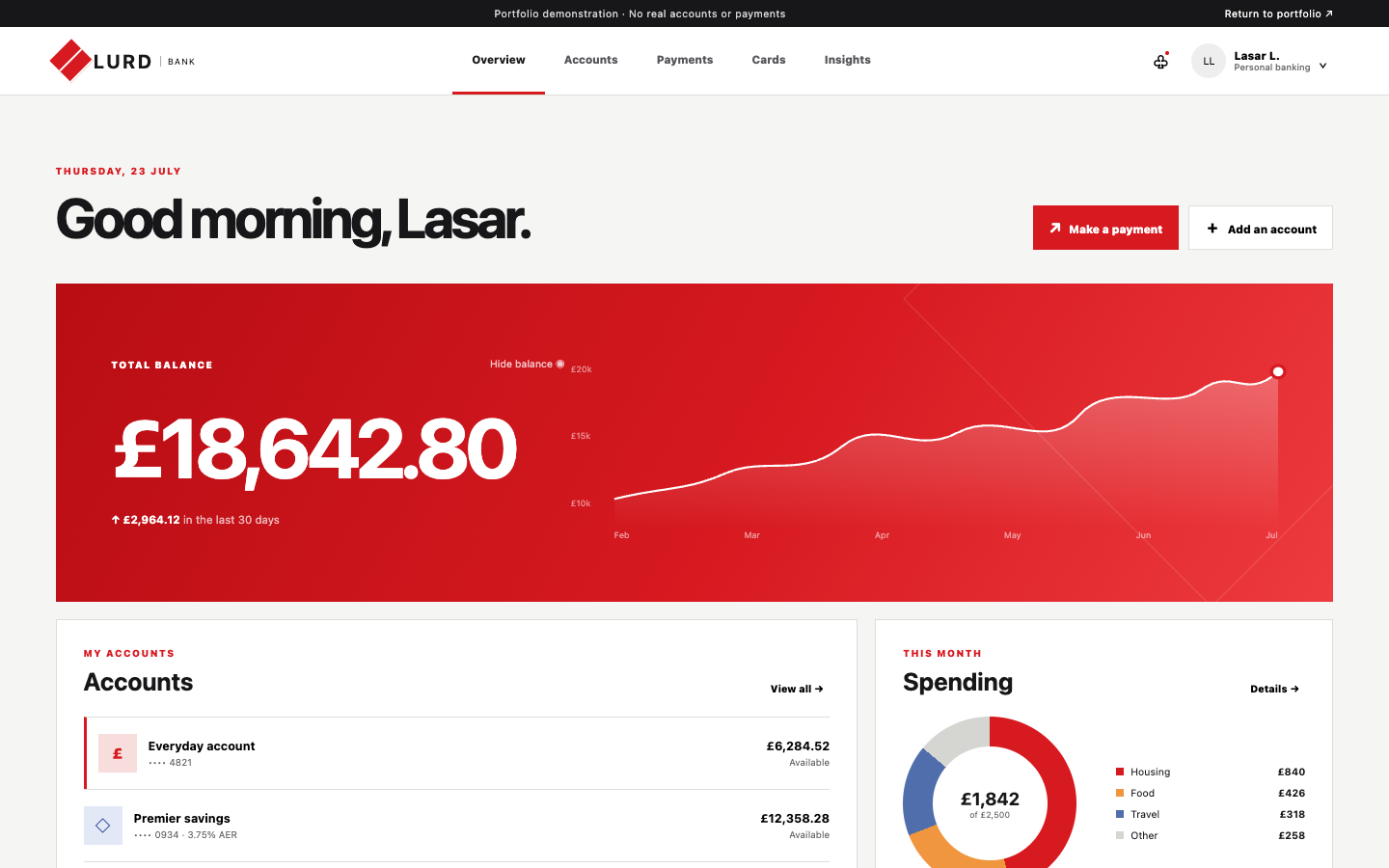 LURD Bank interface preview
